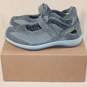 Orthofeet Women's Orthopedic Grey Knit Sanibel Mary Jane Shoes, Size 9.5